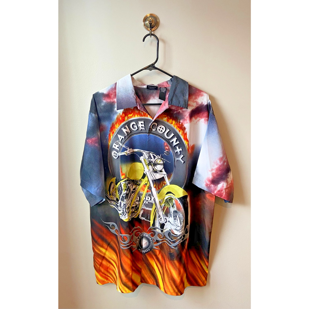 Vintage Y2K 2004 Orange County Choppers Mens Casual Dress Shirt, Size XL